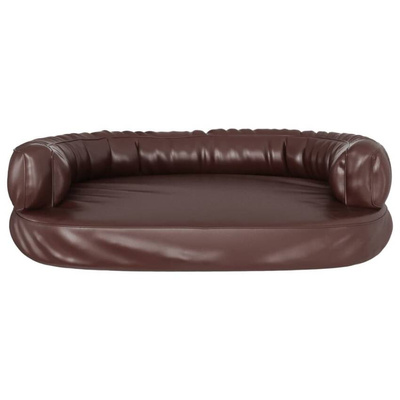 vidaXL Ergonomiczne legowisko dla psa, brąz, 75x53 cm, sztuczna skóra