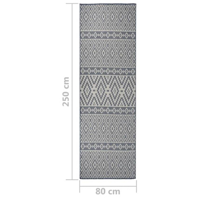 vidaXL Dywan zewnętrzny o płaskim splocie, 80x250 cm, niebieskie pasy