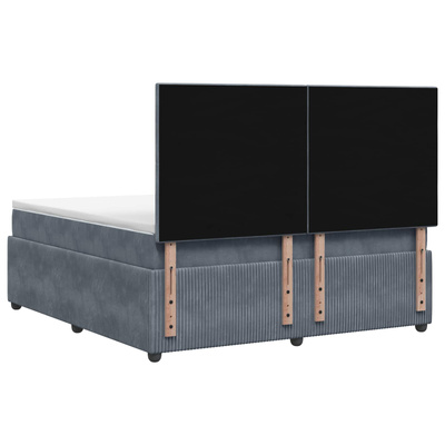 Łóżko z box spring LED z materacem ciemnoszary 160 x 200 cm