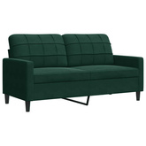 Sofa 2-osobowa, ciemnozielona, 140 cm, tapicerowana aksamitem