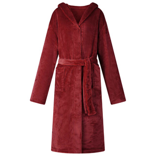 Szlafrok z kapturem Bordeaux Czerwony XL Flanela