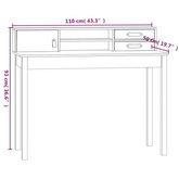 vidaXL Biurko, czarne, 110x50x93 cm, lite drewno sosnowe