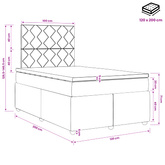Łóżko z box spring LED z materacem jasnoszary 120 x 200 cm