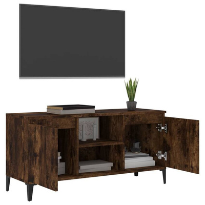 vidaXL Szafka pod TV, metalowe nóżki, przydymiony dąb, 103,5x35x50 cm