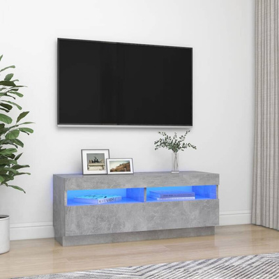 vidaXL Szafka pod TV z oświetleniem LED, szarość betonu, 100x35x40 cm