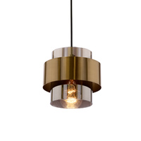 Lampa wisząca z abażurem Spiega czarno-złota z kloszem dymionym E27 pojedyncza