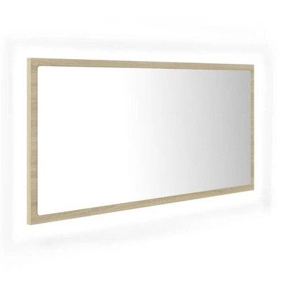 vidaXL Lustro łazienkowe LED, kolor dąb sonoma, 90x8,5x37 cm, akryl