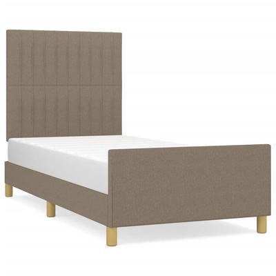 vidaXL Rama łóżka z zagłówkiem, kolor taupe, 90x200 cm, obita tkaniną wariant 4