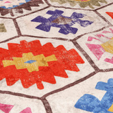 vidaXL Dywan z możliwością prania, kolorowy, Ø120 cm, antypoślizgowy