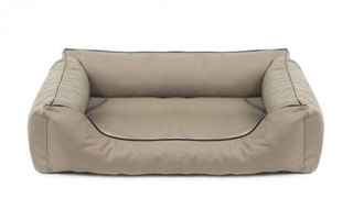 Legowisko dla psa Sofa Valencia Standard w kolorze beżowym z czarnym wykończeniem Rozmiar: S - 65 x 50 cm