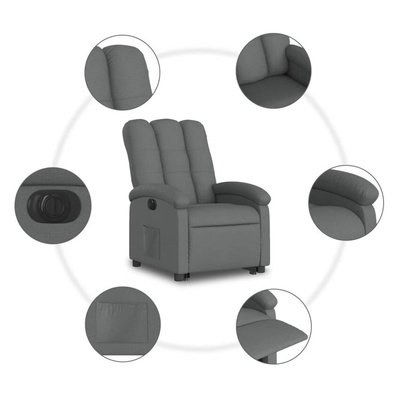 vidaXL Podnoszony fotel masujący, elektryczny, rozkładany, ciemnoszary wariant 16