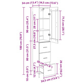 Highboard Dąb rzemieślniczy 34,5 x 34 x 180 cm