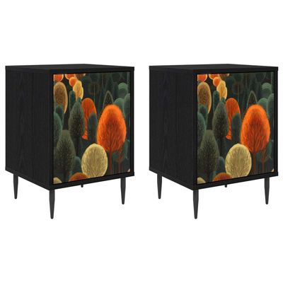 Szafka Nocna ZAANDAM 2 szt. Czarny dąb 36 x 33 x 51 cm