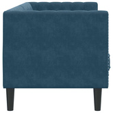 Sofa Chesterfield z wałkami, trzyosobowa, niebieska, aksamit