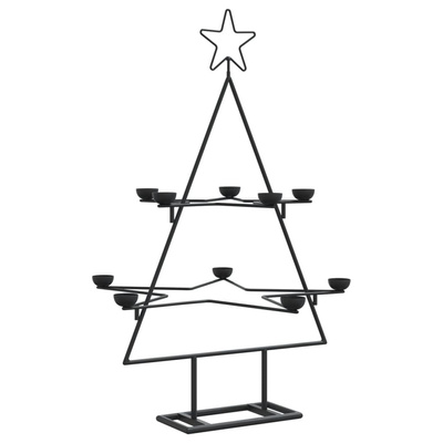 Metalowa choinka świąteczna, do dekoracji, czarna, 75 cm