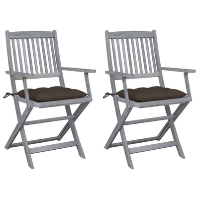 vidaXL Składane krzesła ogrodowe, 2 szt., z poduszkami, akacjowe