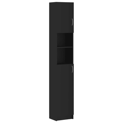 Szafka łazienkowa, czarna 32x25,5x190cm materiał drewnopochodny