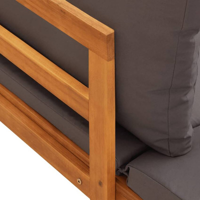 vidaXL Leżak z podłokietnikiem, ciemnoszary, lite drewno akacjowe