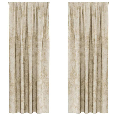 Zasłony z weluru z zasłonami 2 pcs Kremowy 225 x 140 cm Aksamit