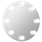 Lustro ścienne z lampkami LED, bez ramy, okrągłe, szklane vidaXL