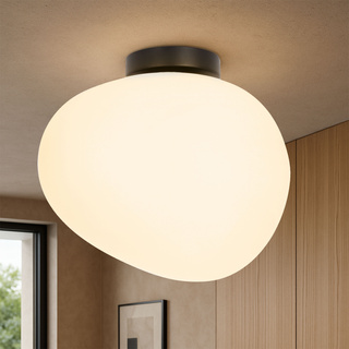 Lampa sufitowa STONES inspirowana kamieniem - designerski plafon z akrylowym mlecznym kloszem 30 cm – oświetlenie salonu i korytarza E27