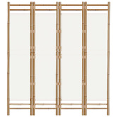 Składany parawan 4-panelowy, 160 cm, bambus i płótno