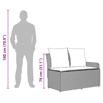 Sofa ogrodowa z podłokietnikami i podnoszonym stołem 2 Sztuka