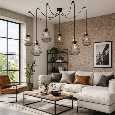 Lampa wisząca Primo czarno-złota 6-punktowa metalowa nad stół do jadalni