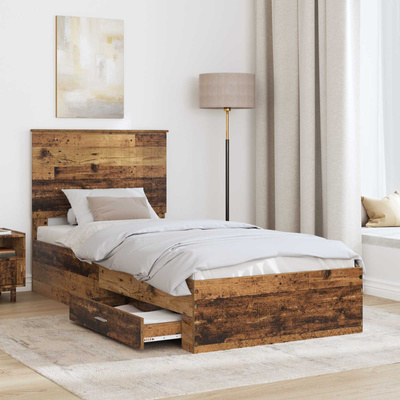 Ramka łóżka Stare drewno 90 x 200 cm Drewno inżynieryjne