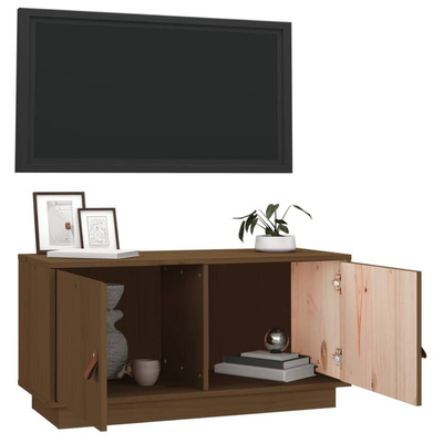 vidaXL Szafka pod TV, miodowy brąz, 80x34x40 cm, lite drewno sosnowe