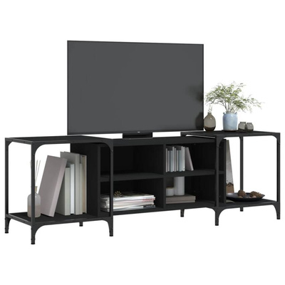 vidaXL Szafka pod TV, czarna, 153x37x50 cm, materiał drewnopochodny
