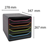 Exacompta Organizer z 4 szufladkami na biurko Black Office, czarny