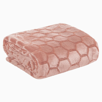 Koc Zoe pudrowy róż 150x200