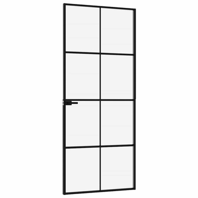 vidaXL Drzwi wewnętrzne, czarne, 83x201,5 cm, szkło i aluminium