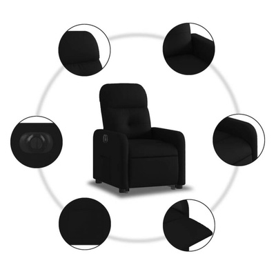vidaXL Podnoszony fotel masujący, elektryczny, rozkładany, czarny