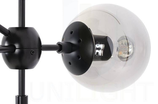 Lampa wisząca PLANETARIO 10  czarna klosze dymione