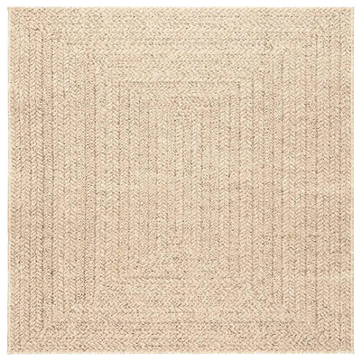 Dywan ZIZUR, beżowy, 120x120 cm, stylizowany na jutowy