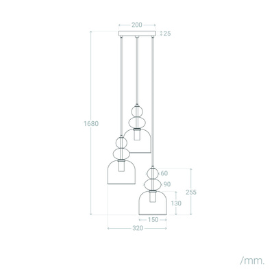 Lampa Wisząca Szklana Zielona 3xE14 35cm Abruzzo Koloreno