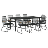 9-częściowy zestaw mebli ogrodowych, czarny, rattan PVC