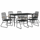 7-częściowy zestaw mebli ogrodowych, czarny, rattan PVC