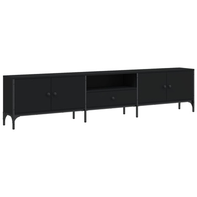 vidaXL Szafka pod TV, z szufladą, czarna, 200x25x44 cm
