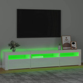 vidaXL Szafka pod TV z oświetleniem LED, biała z połyskiem195x35x40 cm