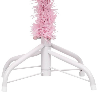 Sztuczna choinka z lampkami i bombkami, różowa, 120 cm, PVC vidaXL