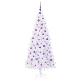Sztuczna choinka z 300 diodami LED Biały 210 cm PVC i stal
