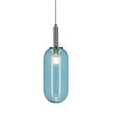 Lampa wisząca FIUGGI niebieska - ze szklanym z długim kloszem – nowoczesna lampa LED nad stół i do salonu