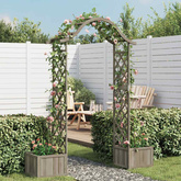 Pergola ogrodowa z donicami, szara, lite drewno jodłowe