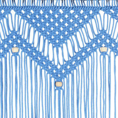 Zasłona z makramy, niebieska, 140 x 240 cm, bawełna