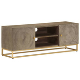 vidaXL Szafka pod TV, 110x30x40 cm, lite drewno mango i żelazo