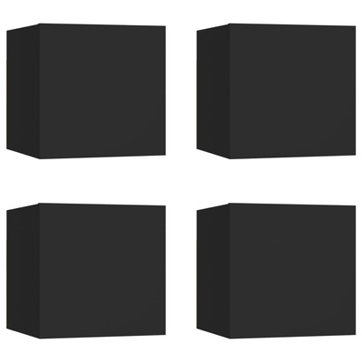 vidaXL Wiszące szafki telewizyjne, 4 szt., czarne, 30,5x30x30 cm