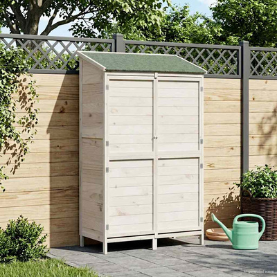 Shed ogrodowy Biały 106 x 56 x 176,5 cm Drewno Świerkowe